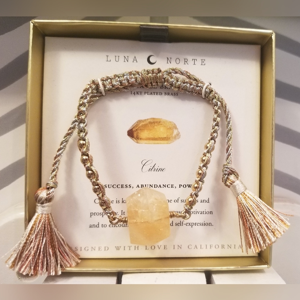 LUNA NORTE Citrine Bracelet w 14k Beads